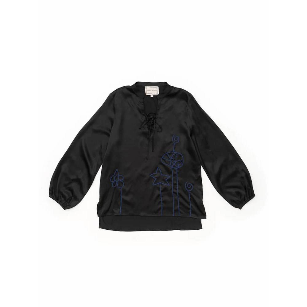 NEW LINGUA FRANCA hudson silk popover in coal - Picture 2 of 2